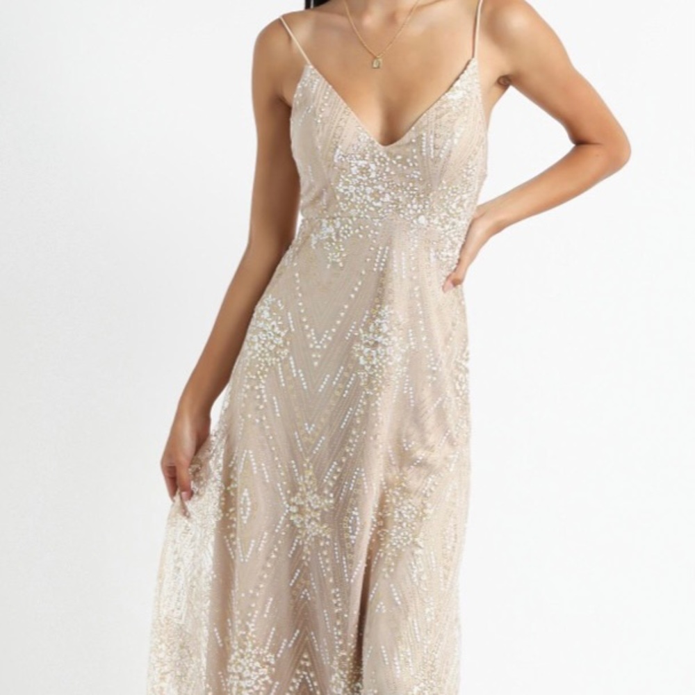 Showpo Called Out Dress in Gold Sparkle